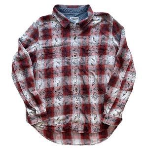 Vans Red and White Flannel Shirt Size Small